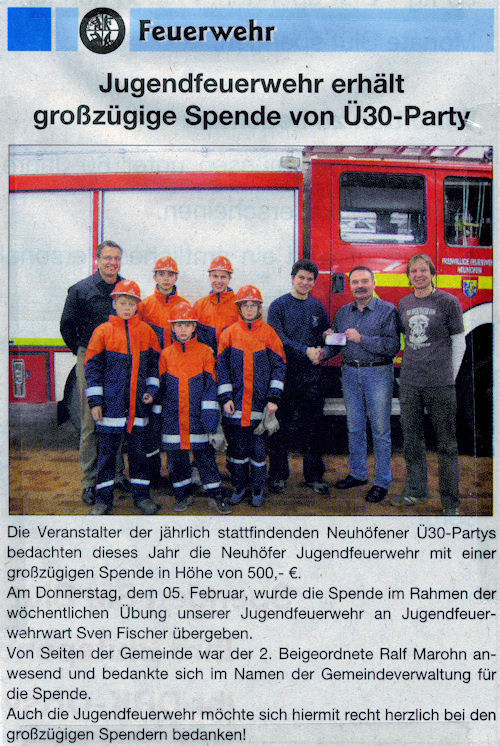 Artikel im Amtsblatt Neuhofen